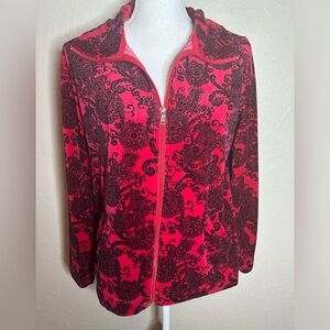 Kim rogers zipper velvet red and black jacket size petite medium